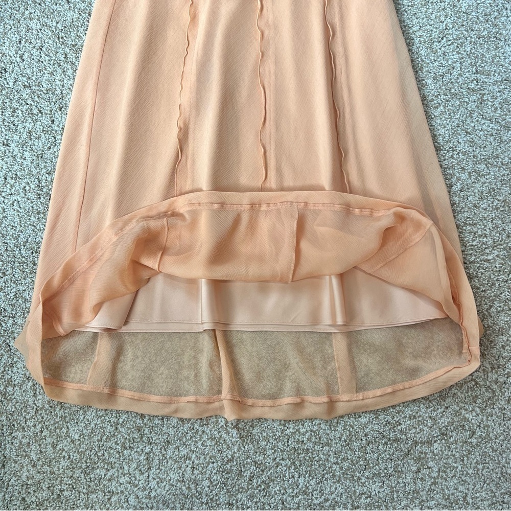 Vince Sheer Crinkle Lettuce-Edge Midi Skirt Light Orange Size Small - Picture 7 of 12